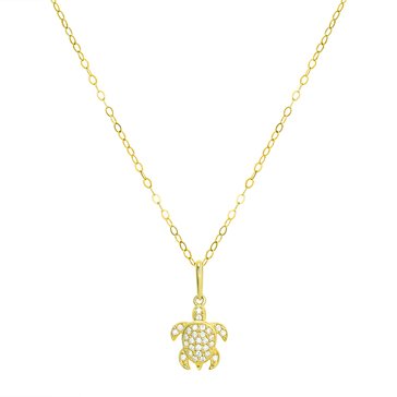 Turtle Pave CZ Pendant Necklace