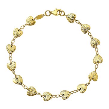 Diamond Cut Heart Station Bracelet