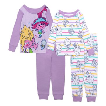 Trolls Toddler Girls' Cotton Pajama Set 4-Piece 