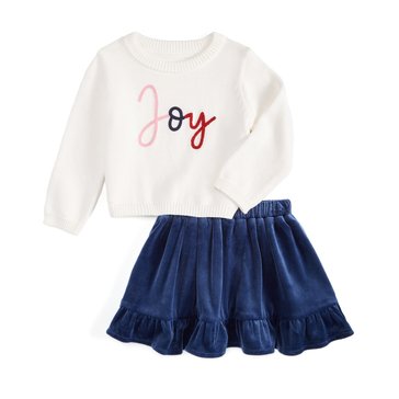Wanderling Baby Girls' Joy Velour Skirt Set