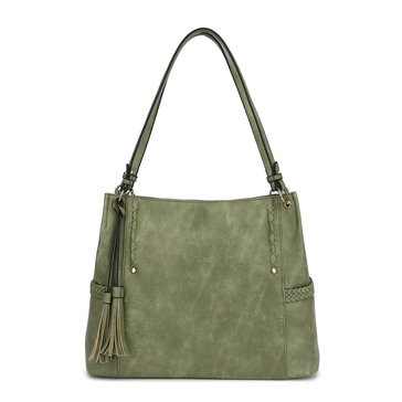 DS Bags Ny Double Handle Satchel With Braiding And Whipstitch Details