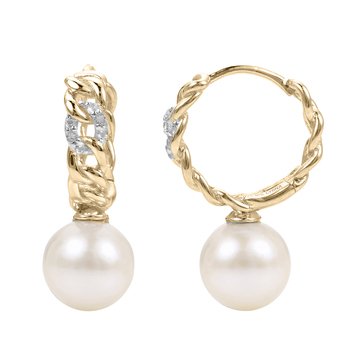 Imperial Freshwater Cultured Pearl Textured Huggie Drop Earrings