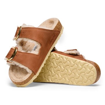 Birkenstock Women's Arizona Shearling Big Buckle Oiled Leather Sandal