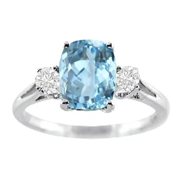 Sky Blue Topaz Antique Cut with White Topaz Accents Ring