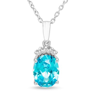 Swiss Blue Topaz Oval Cut Drop Pendant