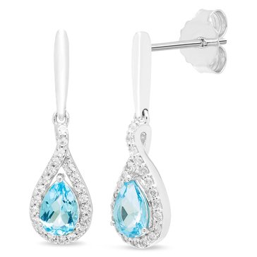 Swiss Blue Topaz Pear Cut Drop Earrings