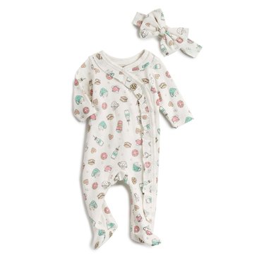 Wanderling Baby Girls' 2-Piece Coverall Set with Headband