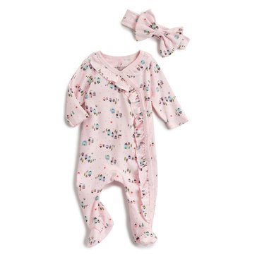 Wanderling Baby Girls' 2-Piece Coverall Set with Headband