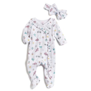 Wanderling Baby Girls' 2-Piece Coverall Set with Headband