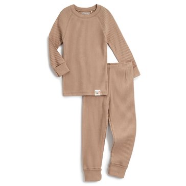 Sleep On It Toddler Boys' Organic Raglan Sleeve Rib Kint Long Sleeve Sleep Set