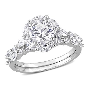 Sofia B. 3/100 cttw Diamond and 3 3/8 cttw Created White Sapphire Ring