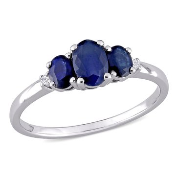 Sofia B. 1/50 cttw Diamond and 1 cttw Sapphire 3-Stone Ring