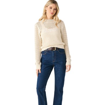 Black Tape Women's Crochet Mock Neck Pullover