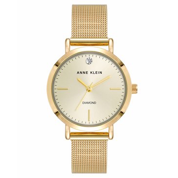 Anne Klein Women's Diamond Dial Mesh Bracelet Watch