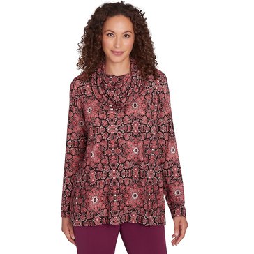 Emaline Women's Cowl Neck Medallion Top (Plus Size)