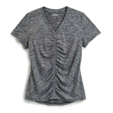 3 Paces Women's Space Dye Cinch Short Sleeve Top 