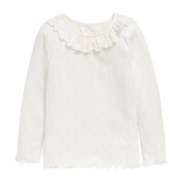Old Navy Baby Girls Long Sleeve Ruffle Neck Top