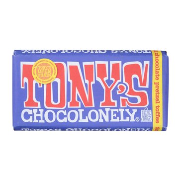 Tony's Chocolonely 42% Dark Milk Chocolate Bar with Pretzel & Toffee, 6.35oz