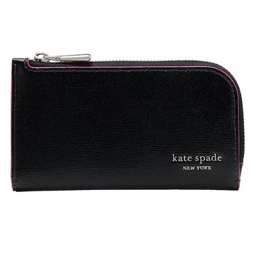 Kate Spade New York Devin Glitter Edge Shiny Saffiano Small Slim Bifold Wallet