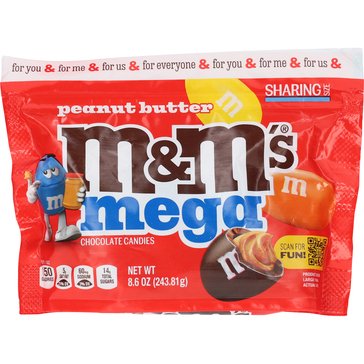 M&Ms Mega Peanut Butter Chocolate Candies, 8.6oz