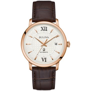Bulova Men's Hudson Leather Strap Automatic Watch