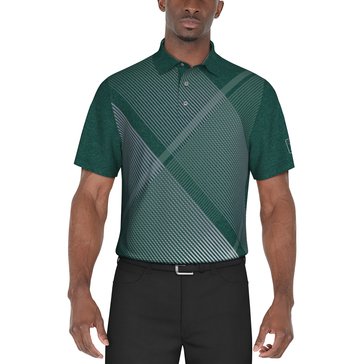 PGA Tour Men's Short Sleeve Heather Argyle Print Polo Tee