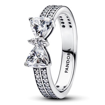 Pandora Sparkling Bow Double Row Ring