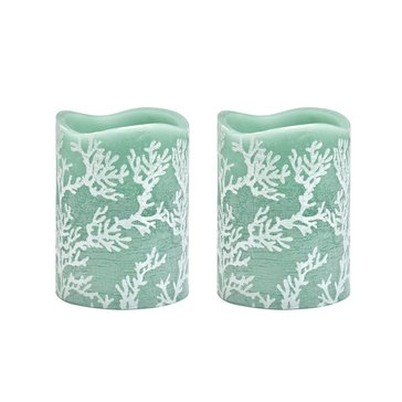 Mikasa Coral Pattern LED Wax Pillar, Set of 2