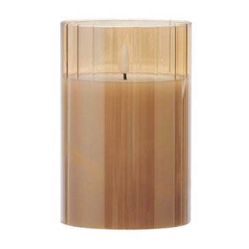 Mikasa Large Amber Glass LED Wax Candle