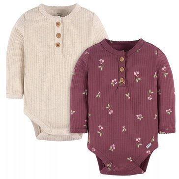 Gerber Baby Girls' 2-Piece Henley Bodysuits