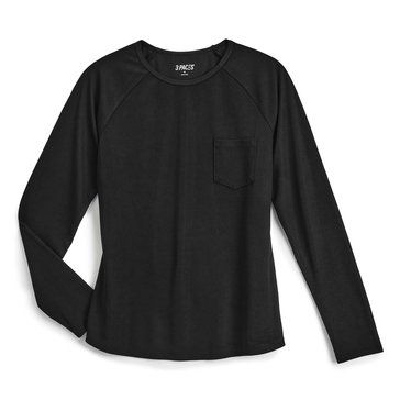 3 Paces Women's Rib Knit Long Sleeve Pocket Tee 