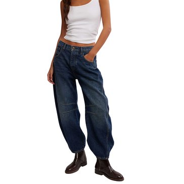 Free People Women's Good Luck Mid Rise Barrel Leg Jean