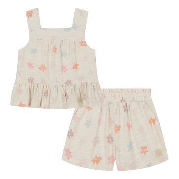 Calvin Klein Toddler Girls' Floral Slub Jersey Short Sets