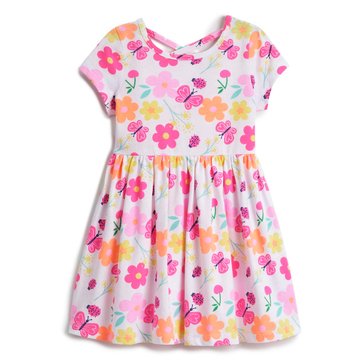 Freestyle Toddler Girls' White Flower Knit Dress