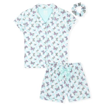 Sleep On It Big Girls' Butterfly Coat Sleep Short Set 2-Piece 