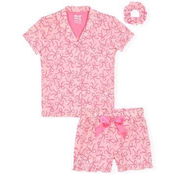Sleep On It Big Girls' Bows Coat Sleep Short Set 2-Piece 
