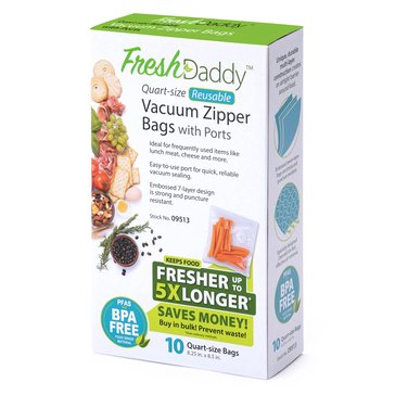 Freshdaddy Quart Size Reusable Vacuum Zipper Bags