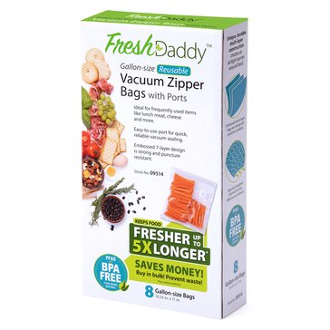 Freshdaddy Gallon Size Reusable Vacuum Zipper Bags