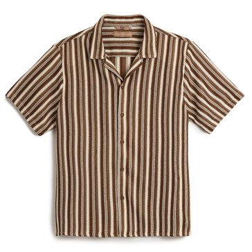 Distortion Men's Short Sleeve Modal Stripe Camp Shirt