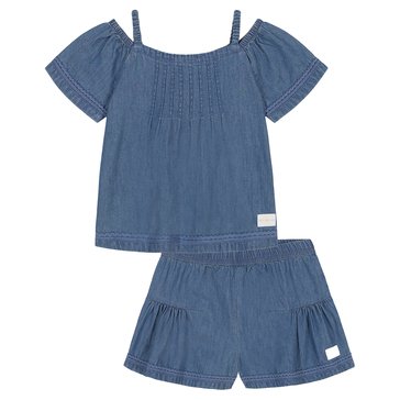 Calvin Klein Toddler Girls' Denim Top Short Sets