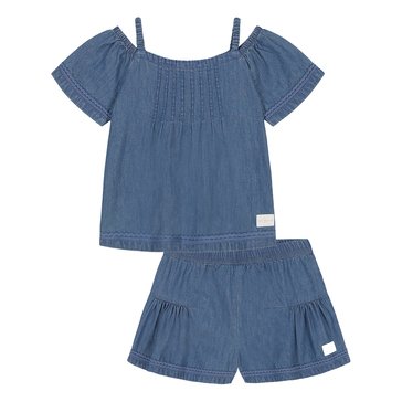 Calvin Klein Little Girls' Denim Top Short Sets