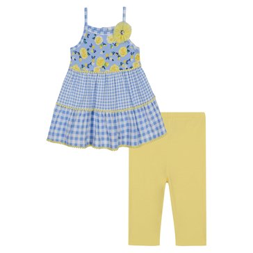 Kids Headquarters Little Girls' Rose Gingham Legging Sets