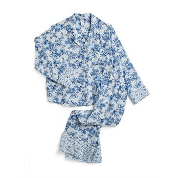Yarn & Sea Women's Floral Notch Collar Long Sleeve Cropped Pant Set