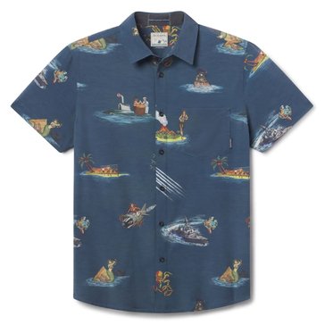Baja Llama Men's Short Sleeve Sailor Stories Button Up Shirt 