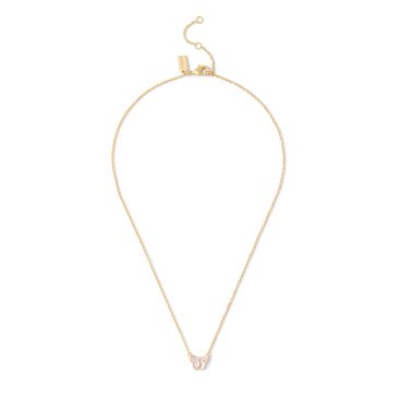 Coach Enamel Mother of Pearl Butterfly Pendant Necklace
