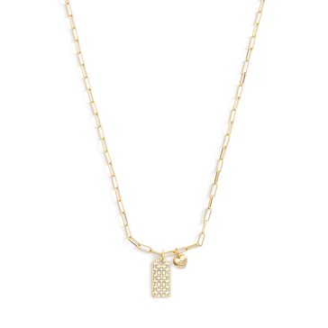 Coach Cutout Hangtag Heart Short Pendant Necklace