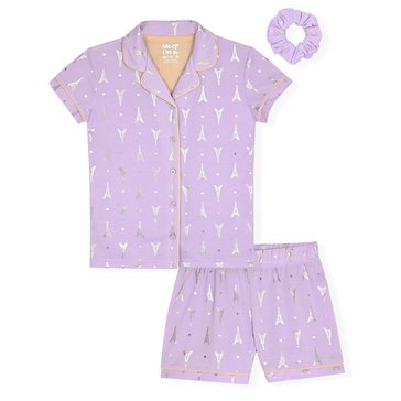 Sleep On It Little Girls' Eifel Tower Sleep Short Set 2-Piece 