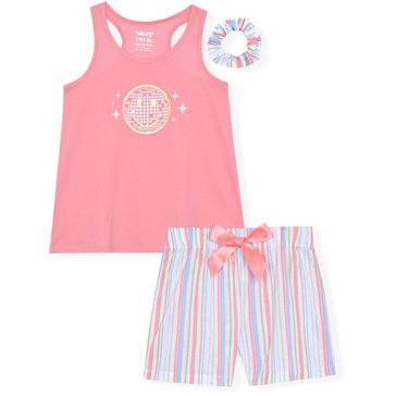 Sleep On It Big Girls' Stripe Tank Sleep Short Set 2-Piece 