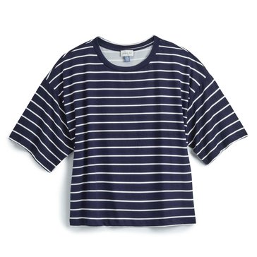 Yarn & Sea Women's Oversized Stripe Cropped Tee