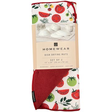 Homewear Linens Tomato and Plaid 2-Pack Dish Drying Mat
